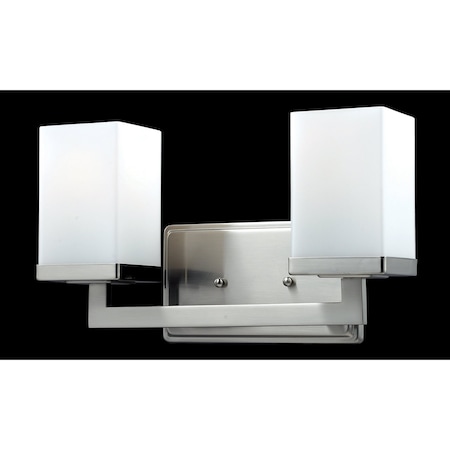 Z-Lite Tidal 2 Light Vanity, Brushed Nickel & Matte Opal 1900-2V